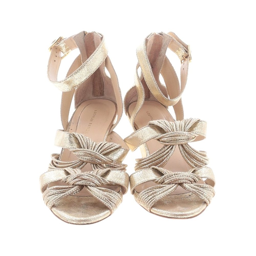 Loeffler Randall Gold Strap Wedge Sandals